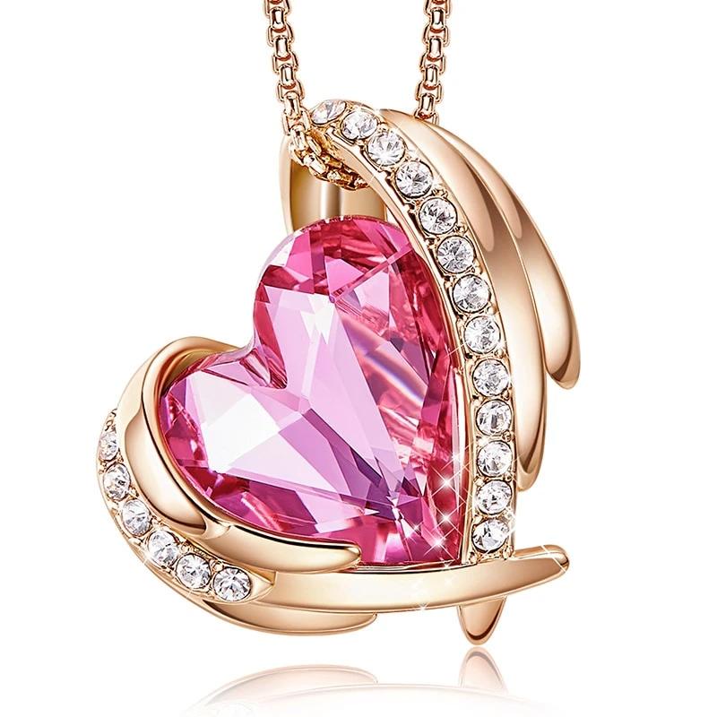 Pink Crystal Heart Pendant