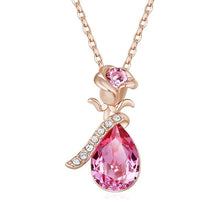 Load image into Gallery viewer, Rose Crystal Teardrop Pendant
