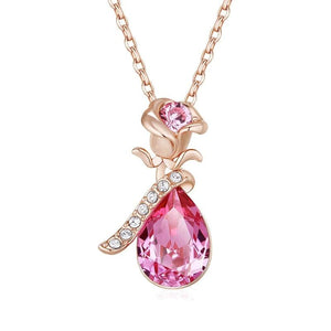 Rose Crystal Teardrop Pendant